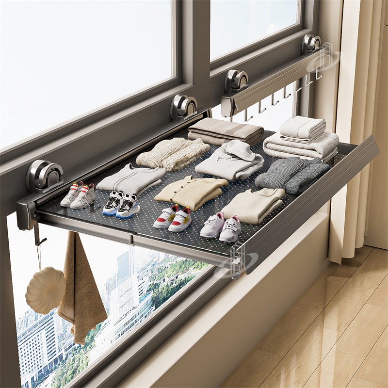 吸盘隐形c晾衣架伸缩折叠晾晒网室内凉晒袜子阳台空间利用晾衣神