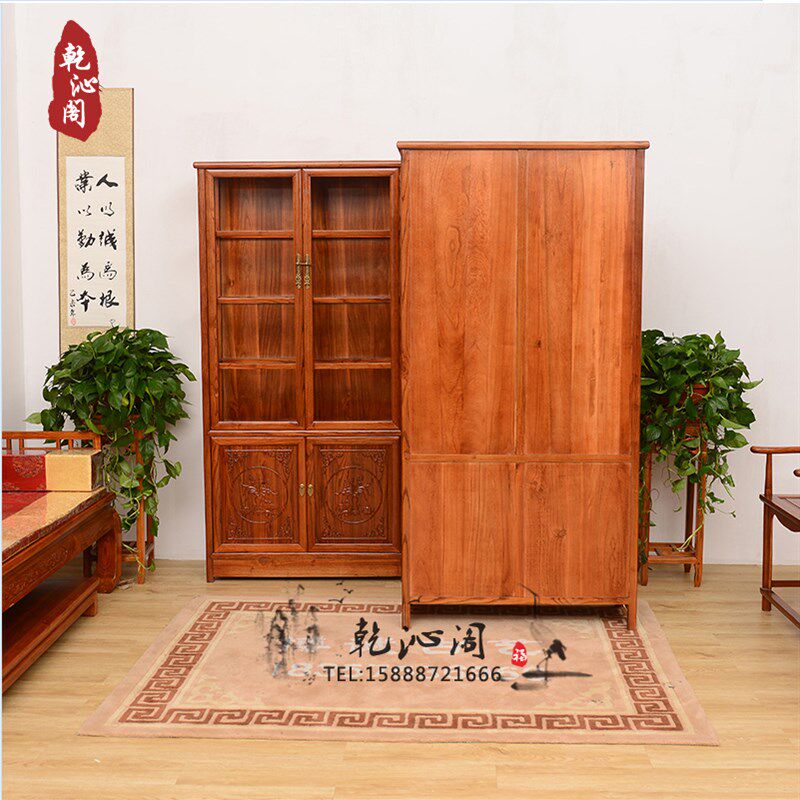 实木展示柜台 一体柜榆木仿古明清 展柜 货架货柜精X品中式珠宝柜