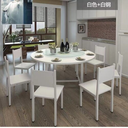 厂家直销大圆桌长方形餐桌椅组z合家用可钻孔餐饮商用火锅店大排