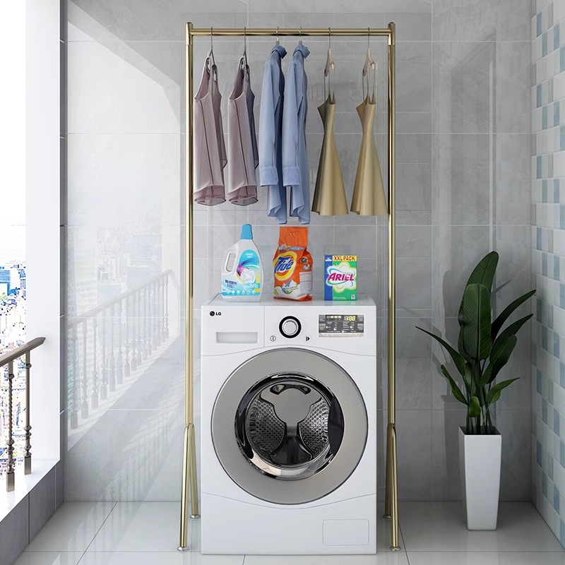 洗衣机上方晾衣架抽拉伸缩化妆室小型晾衣杆不占空间.收缩晒衣架