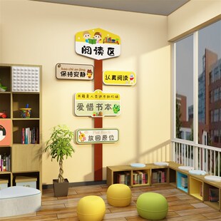 儿童图书c角布置装饰画阅读区绘本馆阅览室幼儿园环创背景文化墙