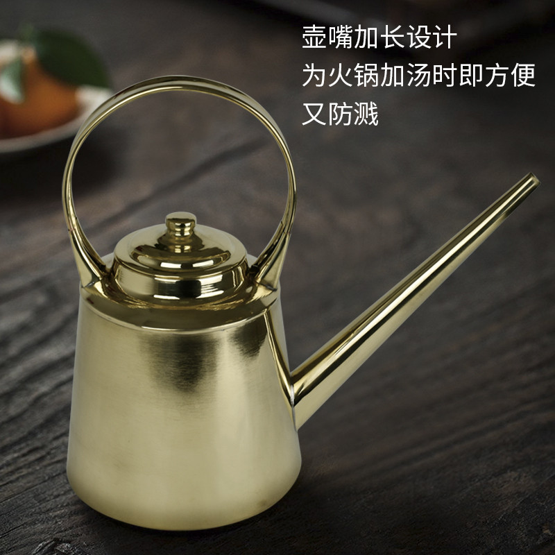 老式手工大铜g壶复古烧水茶壶纯紫铜家用火锅店加汤燃气长嘴黄铜