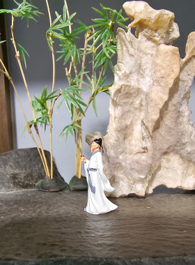 精品复古创意树脂诗仙李白摆件奇石盆景鱼缸Q微景观造景装饰模型