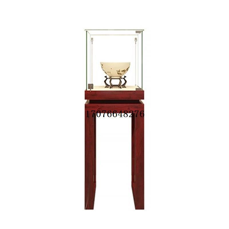 实木复古玻璃珠宝柜台翡翠玉器文玩首饰品展示柜中式博.物馆陈列