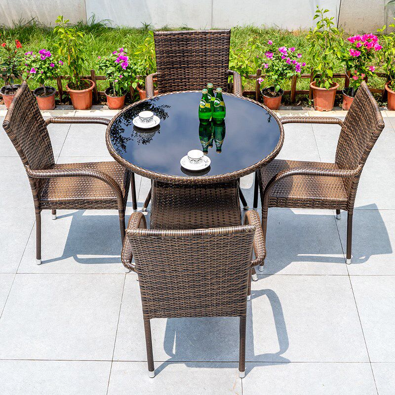 户外桌椅庭院g花园藤椅休闲组合露天室外带伞阳台茶桌编藤三五件