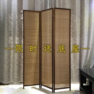 A折叠屏风客厅移动隔断竹子实木屏 隔断屏风折屏做旧复古玄关中式