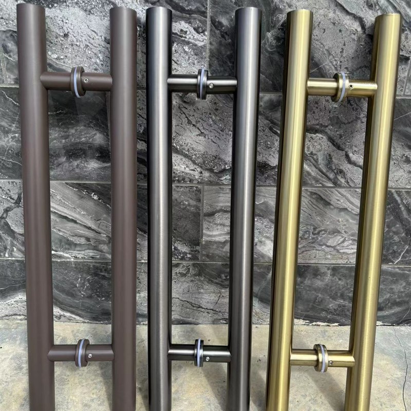 无框玻璃门拉手j灰钛咖啡有框推拉门把手不锈钢拉丝香槟金木门拉