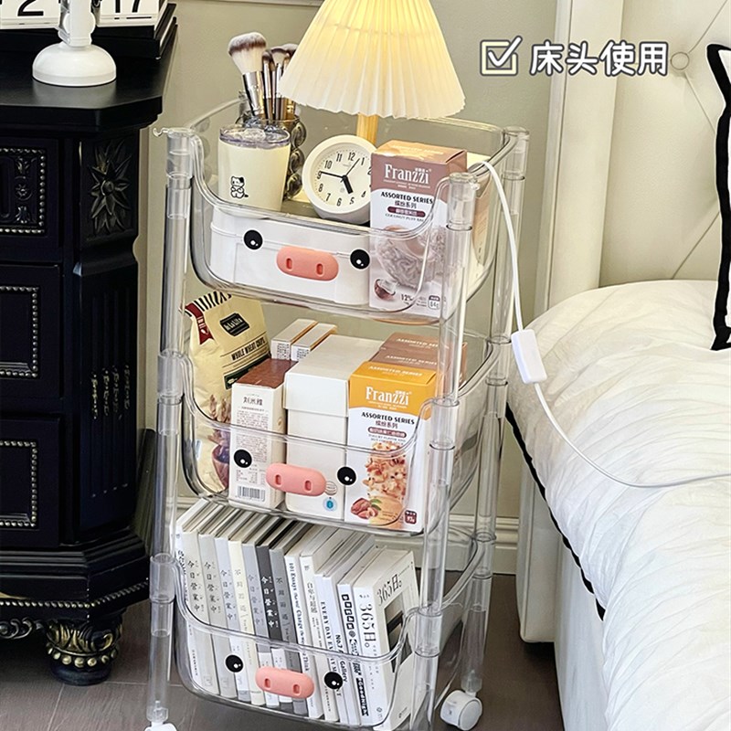 收纳架零食d家用置物架小推车化妆品床头移动落地学生宿舍书本书