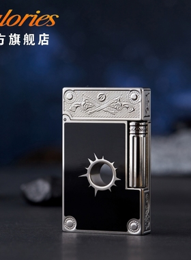 calories卡路朗声漆面打火机西部牛仔黄铜充气男士个性复古限量款