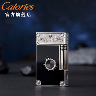 calories卡路朗声漆面打火机西部牛仔黄铜充气男士个性复古限量款
