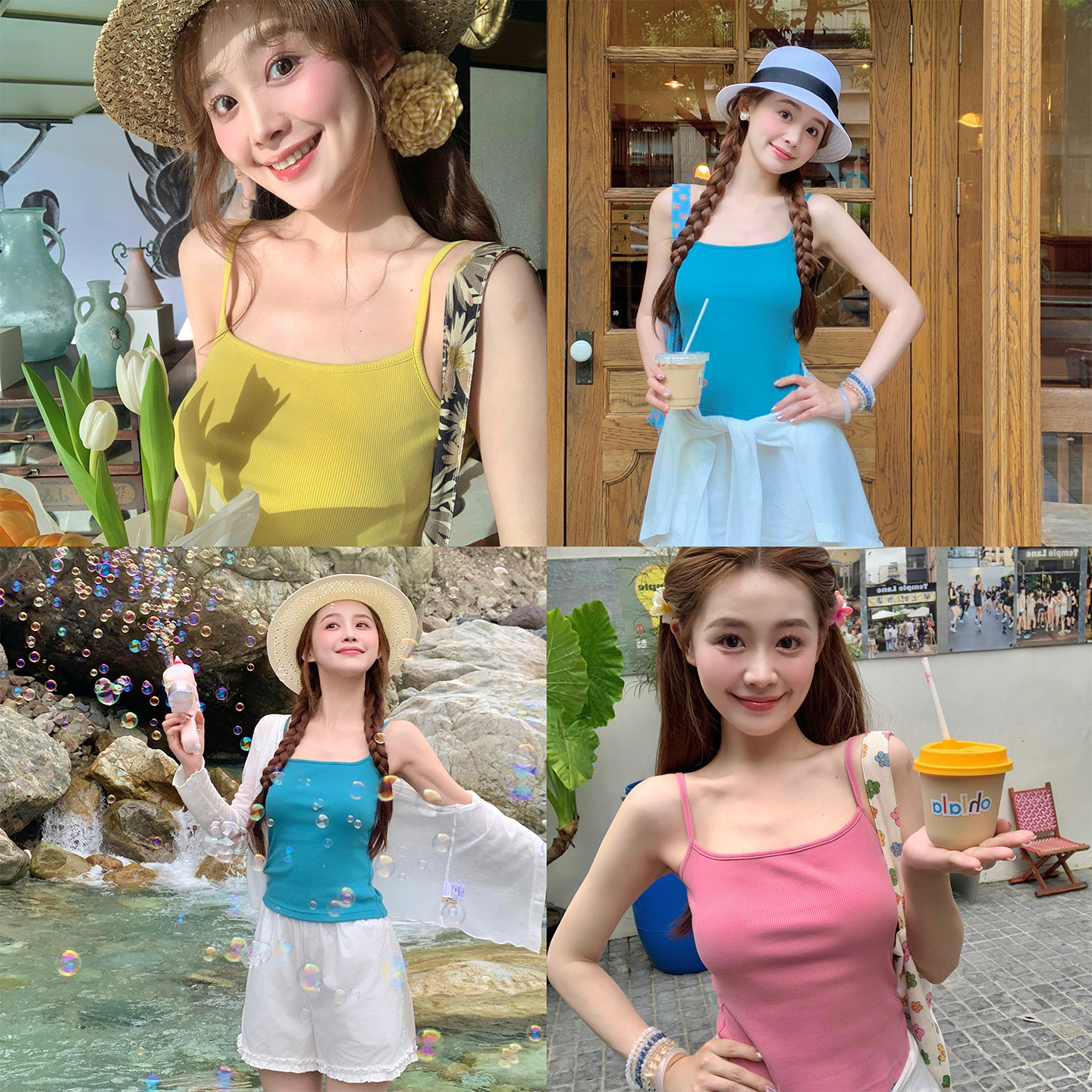 赵幺妹自带胸垫修身吊带背心上衣