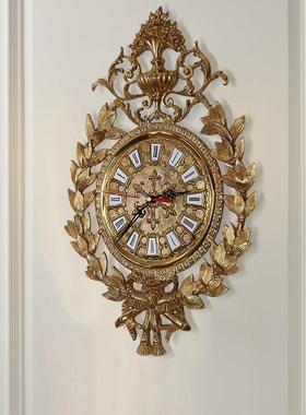 奢华法式重工雕刻全铜装饰挂钟欧式别墅客厅工艺品钟餐厅墙壁时钟