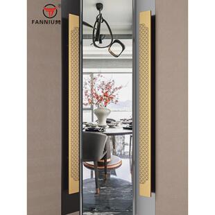 新中式玻璃门长拉手酒店双开木门彷古铜把手宴会厅推拉门对装拉把