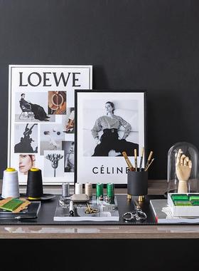 服装设计主题样板间书房摆件轻奢现代组合搭配摆件裁缝剪刀蜡线