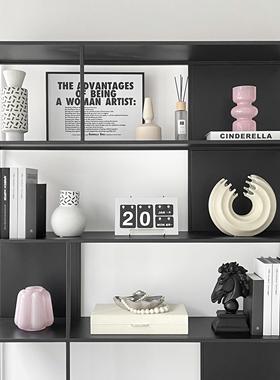 样板间书柜软装摆件家居饰品挂画香薰创意玻璃陶瓷工艺品ZH3632