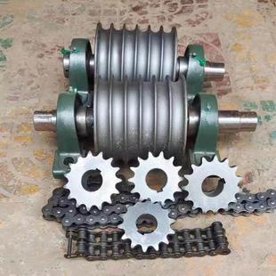 清粪刮粪机主机配件六槽八槽轮主副轴单双链条1415齿轮全自动全套