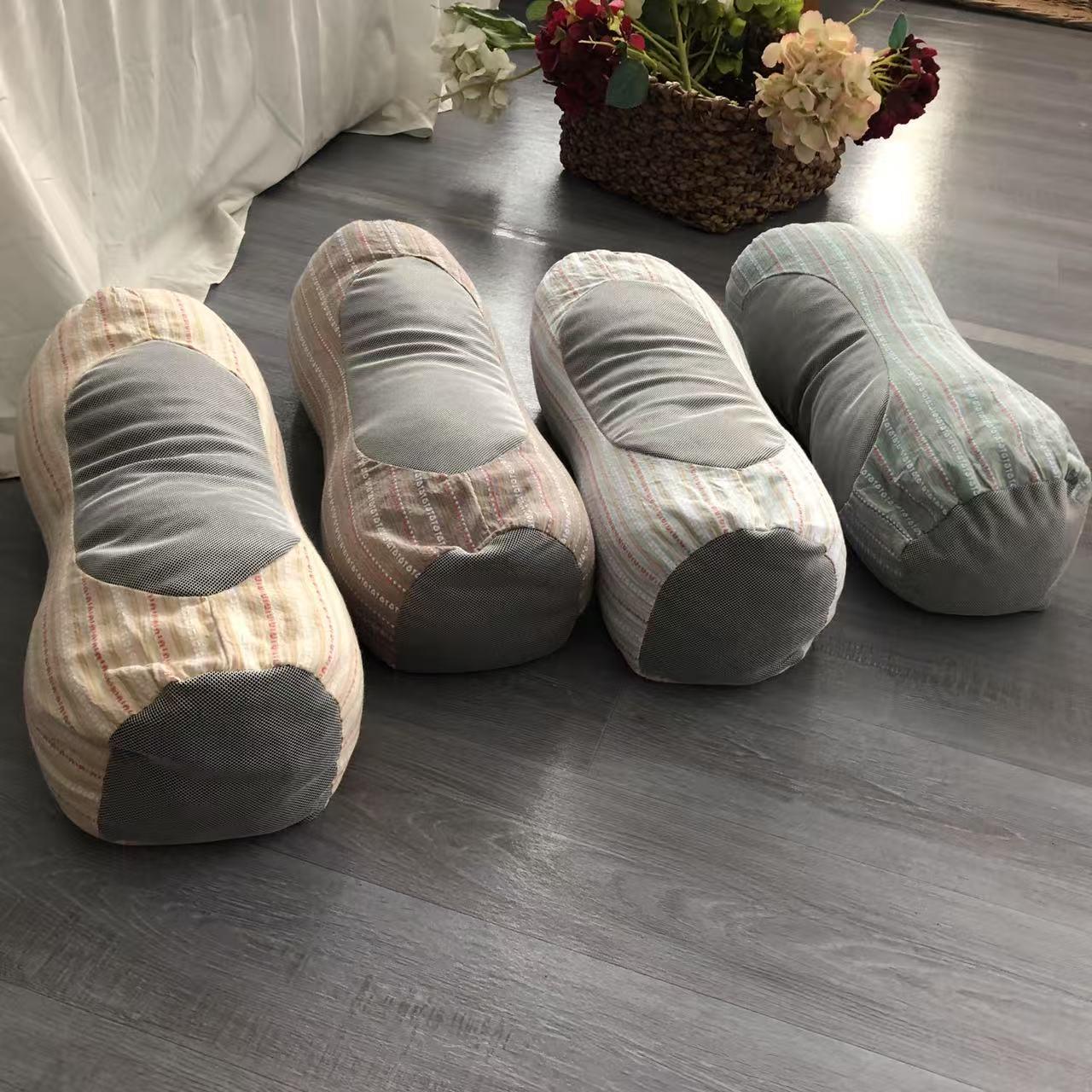 颈椎反弓枕头助睡眠牵引拉伸全荞麦壳不塌陷家用护颈椎圆柱硬枕芯