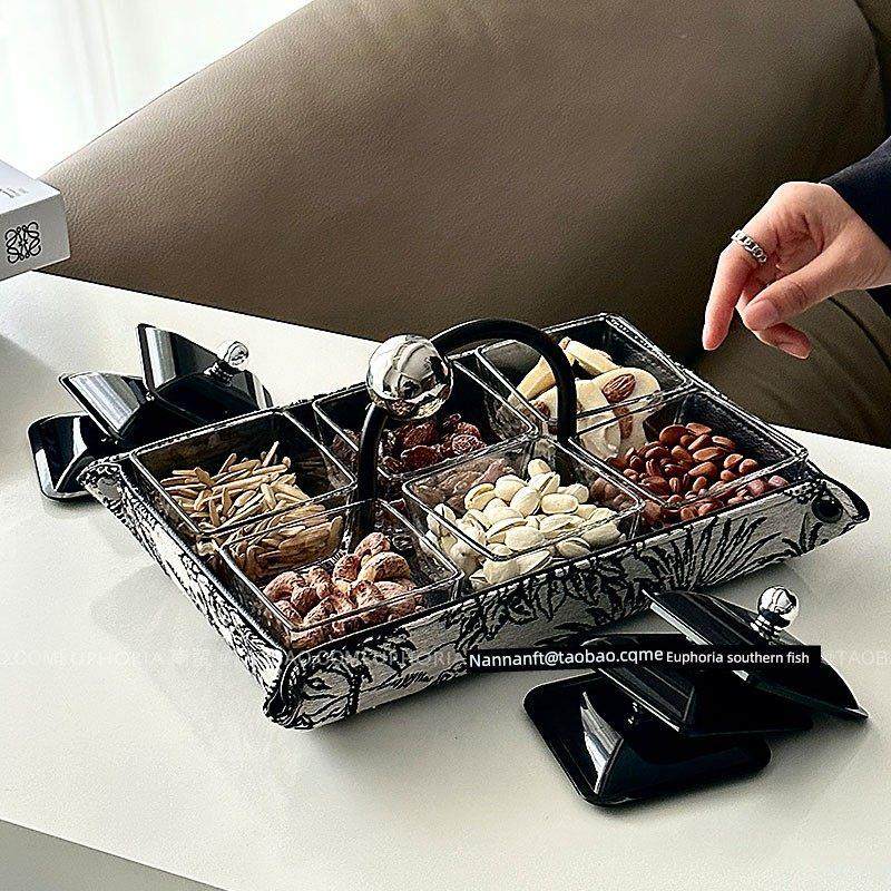 新型中国风果盘，客厅家居小食展示盘，分割糖果小食盘，无障碍奢