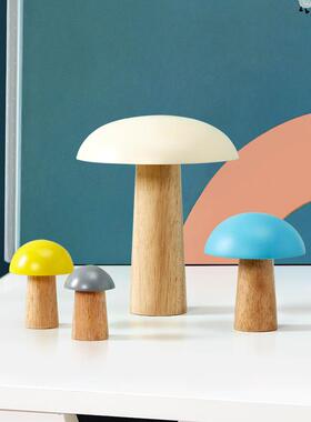儿童房摆件蘑菇实木卡通可爱北欧家居好物售楼处样板房桌面装饰品