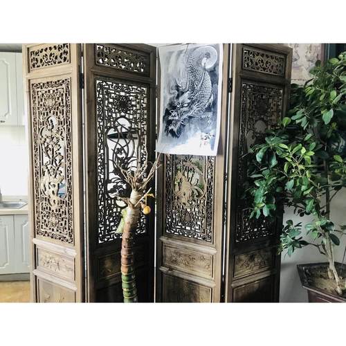 中式屏风隔断客厅实木做旧移动折屏雕花折叠屏风酒店办公室玄关