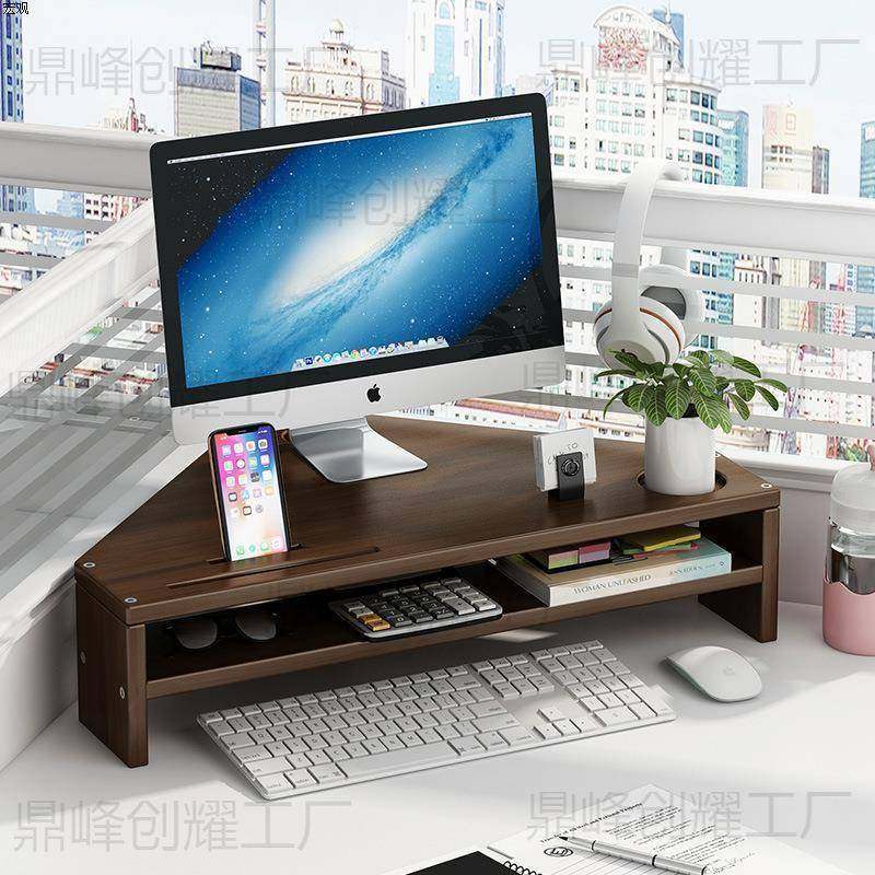 器三角电脑架转角工位台式显示支GCX架垫高办公室面纳收桌置物架