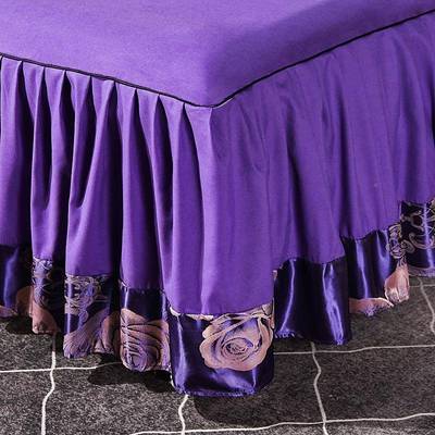 莫代蕾尔丝花婚件庆贡缎提花被套双人边加大MZY90951床裙四套床罩