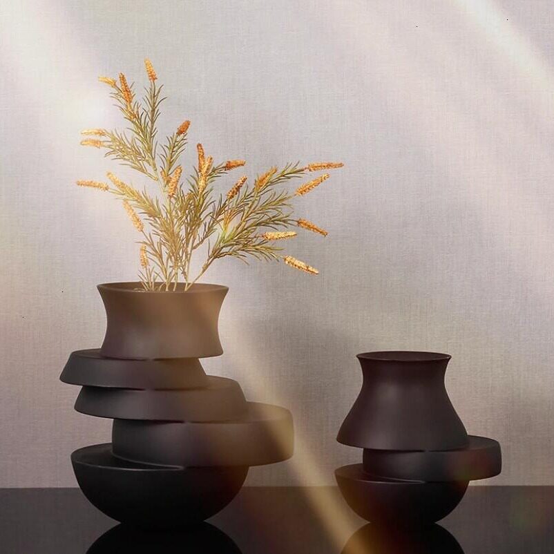 简约玻璃客厅茶几插花器摆件样板间餐厅吧台桌面插干花瓶软装饰品