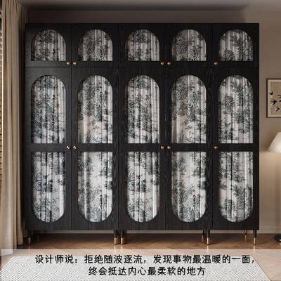 柜法式复古风VCB小户型用卧室简约现代玻璃门衣橱实木衣储物柜家