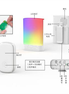 无线门铃别墅QWT家用店远距离门铃无线家用防耐水铺温闪光低直流
