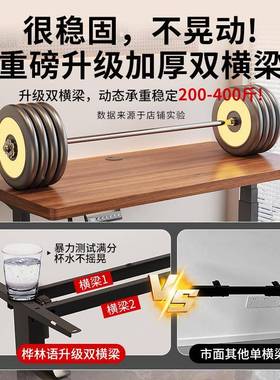 电黑色实木电动桌升降电脑桌台式家办公桌小书桌LPM用学生竞子出