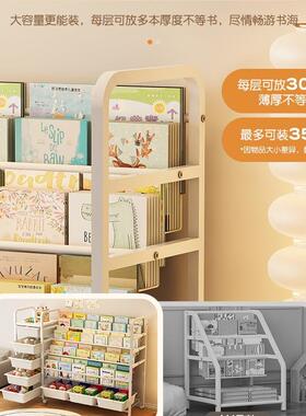 儿童书架幼儿园宝宝易一物体47650地落置架家用玩具收纳架移动绘
