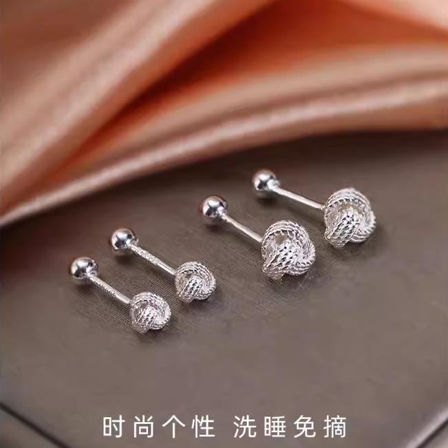 如意结耳钉女纯银针养耳洞2025新款螺丝拧设计感小耳骨钉耳饰