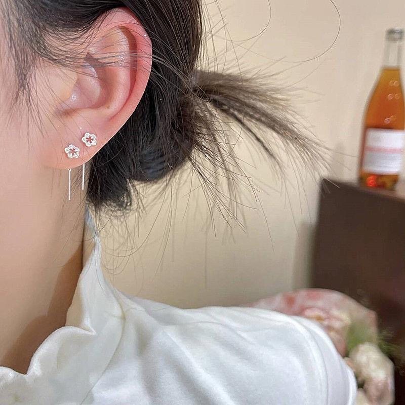 银色镂空花朵耳线女耳钉轻奢小众设计感2026新款爆款耳环简约百搭,饰品/流行首饰/时尚饰品新,耳线,淘宝优惠券,粉丝福利购,淘宝优惠卷