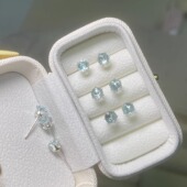 淡蓝色湖泊锆石耳钉养耳洞学生睡觉不用摘耳饰高级感耳蜗耳骨钉女