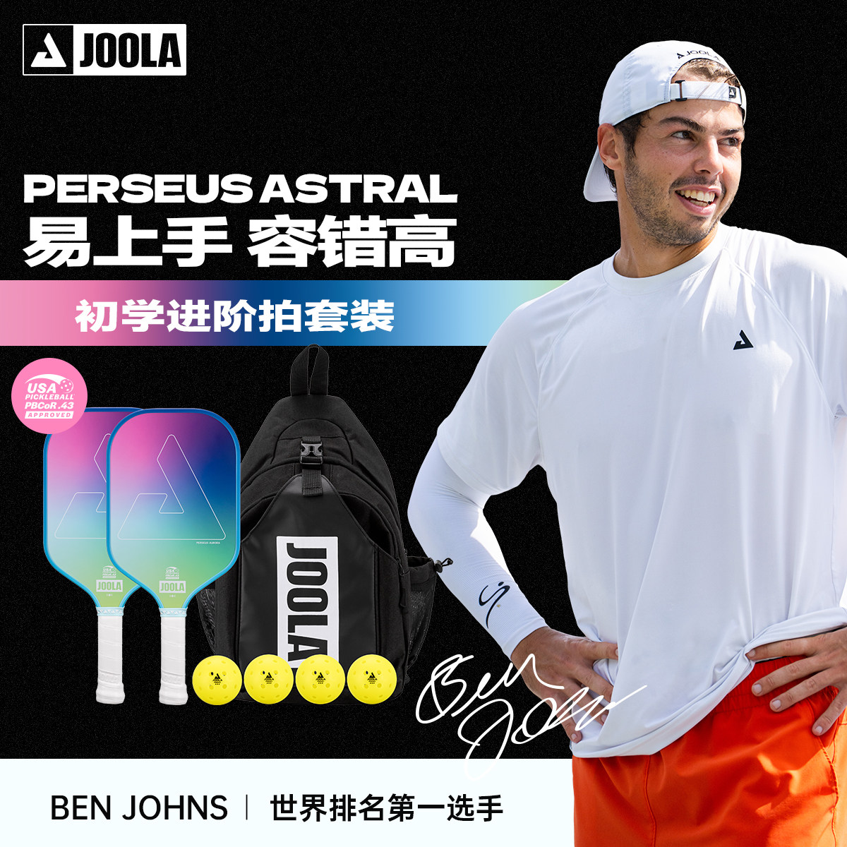 JOOLA尤拉Aurora专业匹克球球拍板玻璃纤维pickleball初学套装