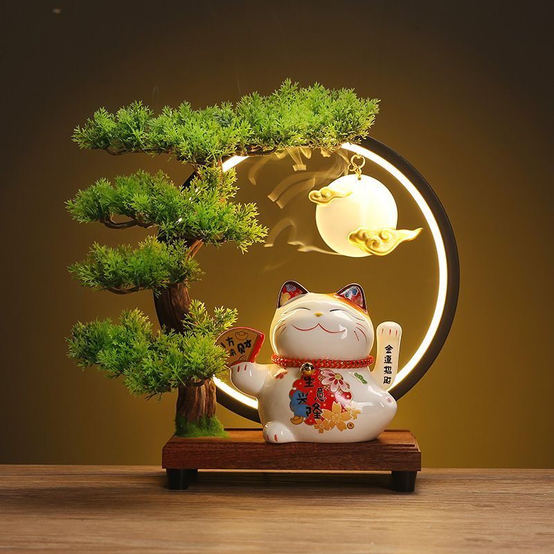 小号手摇招财猫灯圈招财创意品家礼居NDY乔开送礼摆件店铺业做生