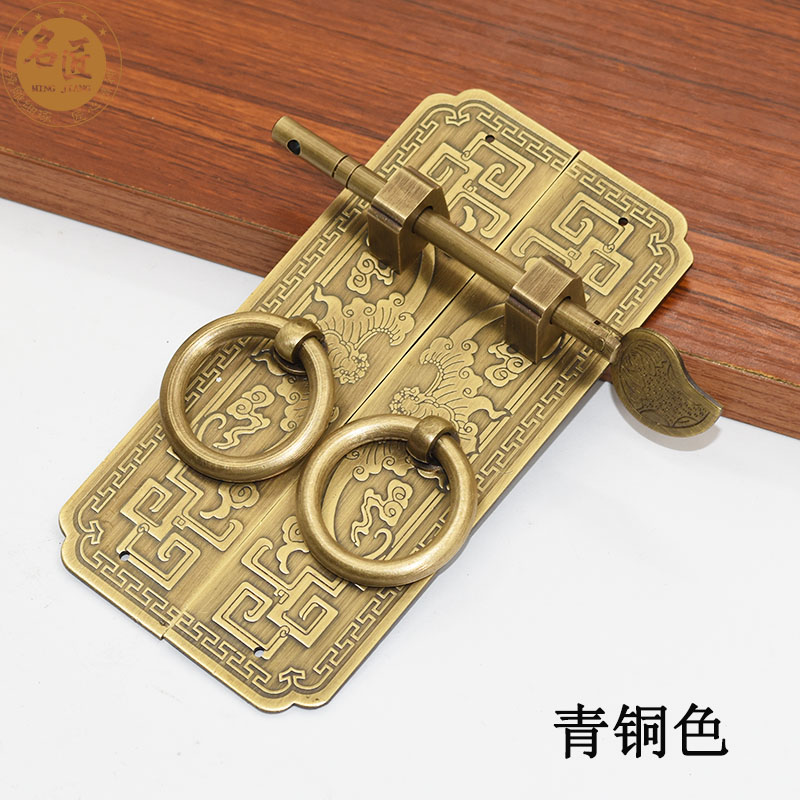 A6L中式仿古纯铜柜门把手明清家具榆木家具衣橱柜门书柜门复古铜