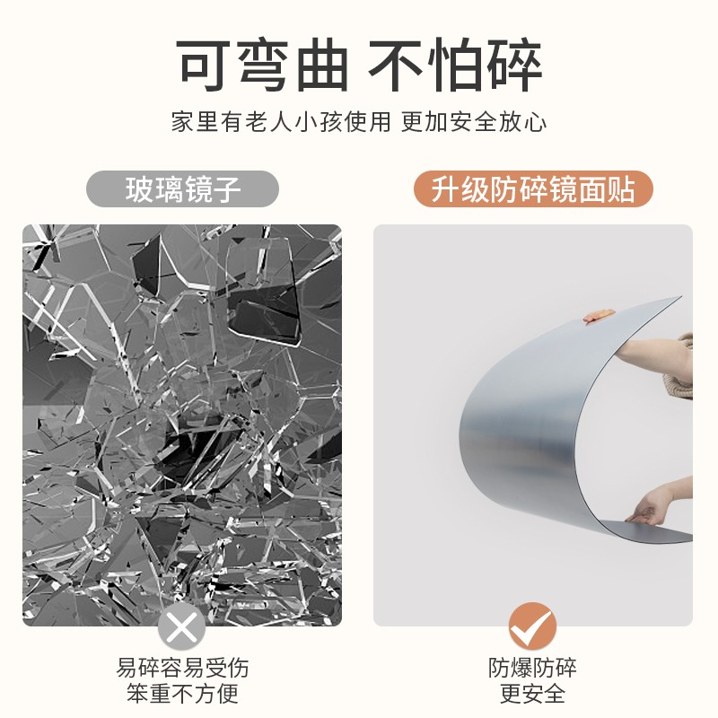 亚克力软镜粘贴衣镜全身贴墙自粘NjnNjon5用试衣镜卧穿室家镜面子