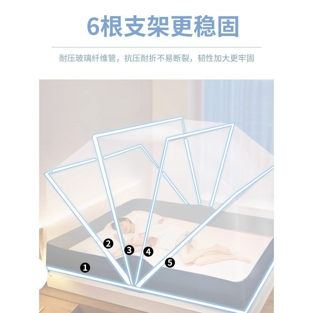 2025新款蚊帐家用可折叠卧室免安装儿童蒙古包全罩式防蚊罩纹帐篷