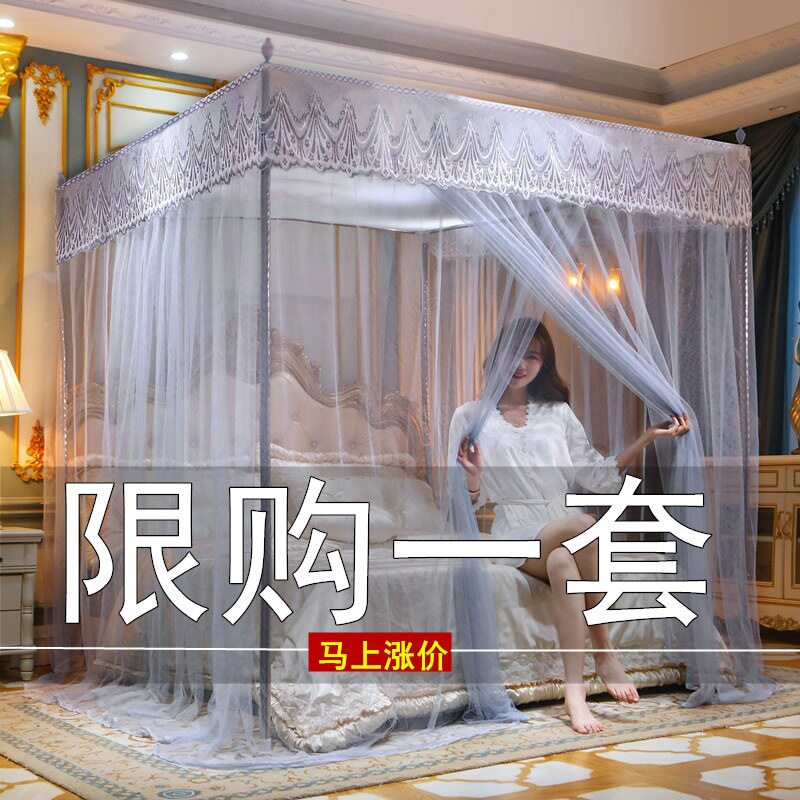 蚊帐2026新款家用卧室加密加厚老式落地纹账2026年文章带支架