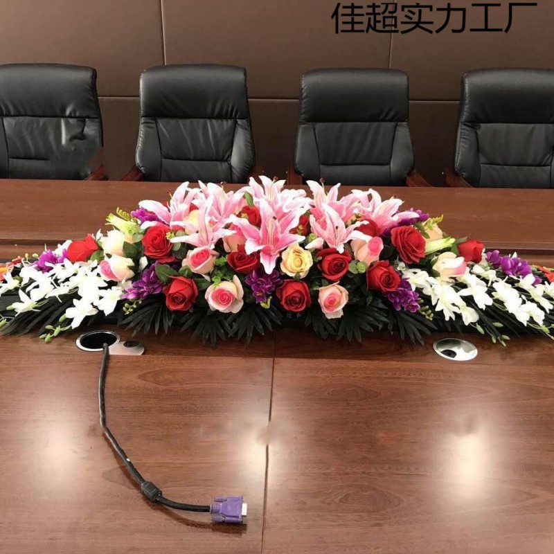 花会议桌花酒店商务办公室摆设装饰花摆花塑料假花演讲花