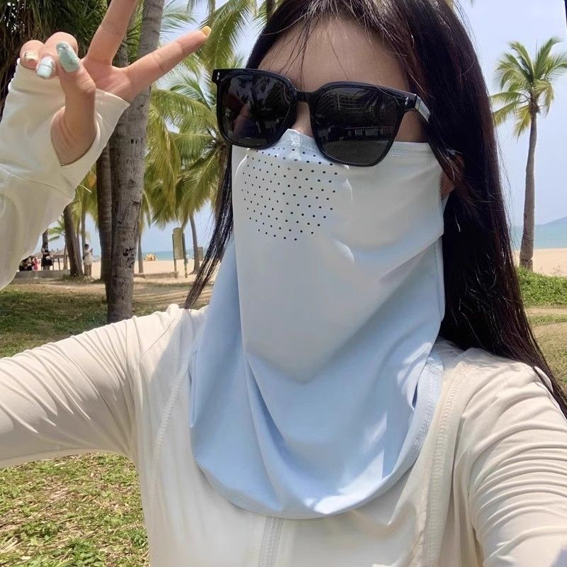 冰防晒面罩女夏季防外线紫遮脖子户丝外骑行透JAR面纱气薄款遮阳