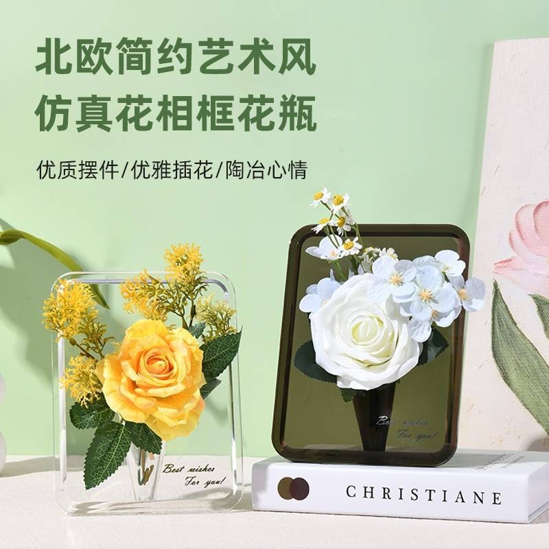 全透明水培插花花瓶小红书同款相框花瓶创意家居桌面摆件房间装饰