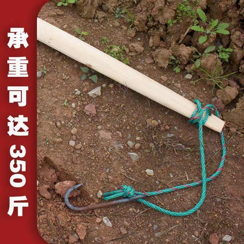 扁担挑水用纯手工柏树扁担表演桑农实木挑菜扁担老式双钩挑水