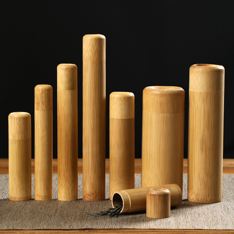 速发便携筒茶叶罐子 封密竹竹小号储茶叶盒 竹木醒茶叶桶大号包装