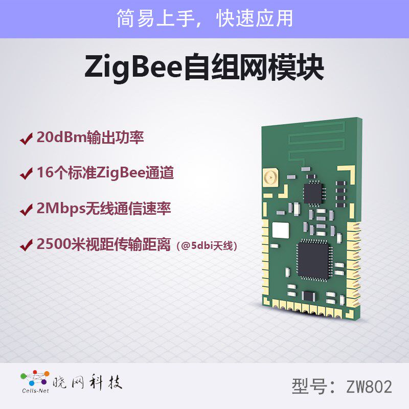 速发工业级 无线 ZigBee 自组网协议 数据透传模块 ZW802 远距离