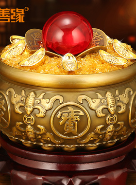 速发 铜聚客店摆件 招财家居宝厅黄铜米缸盆铺开业礼品工艺