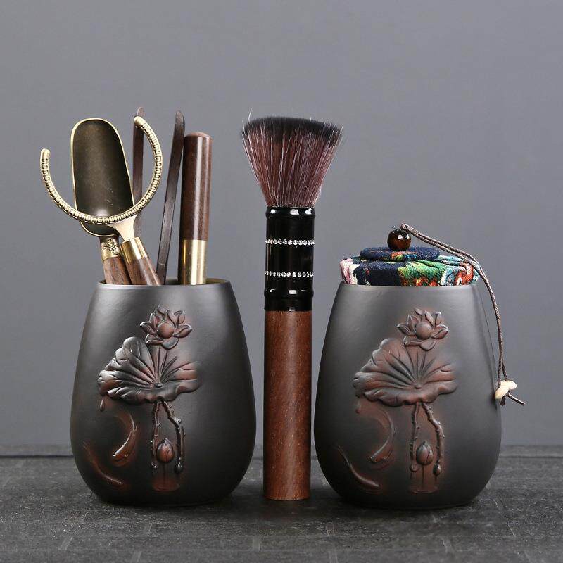 速发手工紫陶茶道六君子功夫茶具配件家用茶罐6君子泡茶工具大全