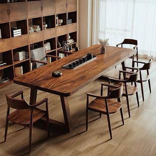 无品牌/南美黑胡桃木大实木书桌茶板一体长两用客厅大桌家用原桌