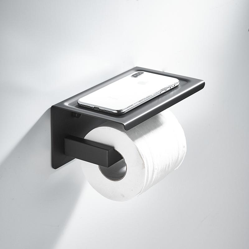 免孔厕纸巾架打不锈钢所卫生间卷无品牌/纸架黑色手机置物架壁式